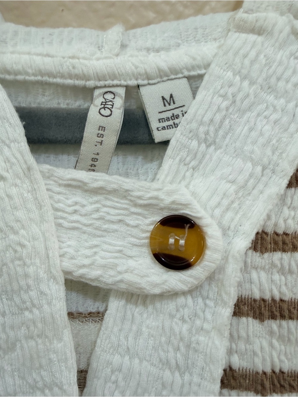 CATO Striped Hooded Henley Textured Top M EUC - Picture 9 of 9